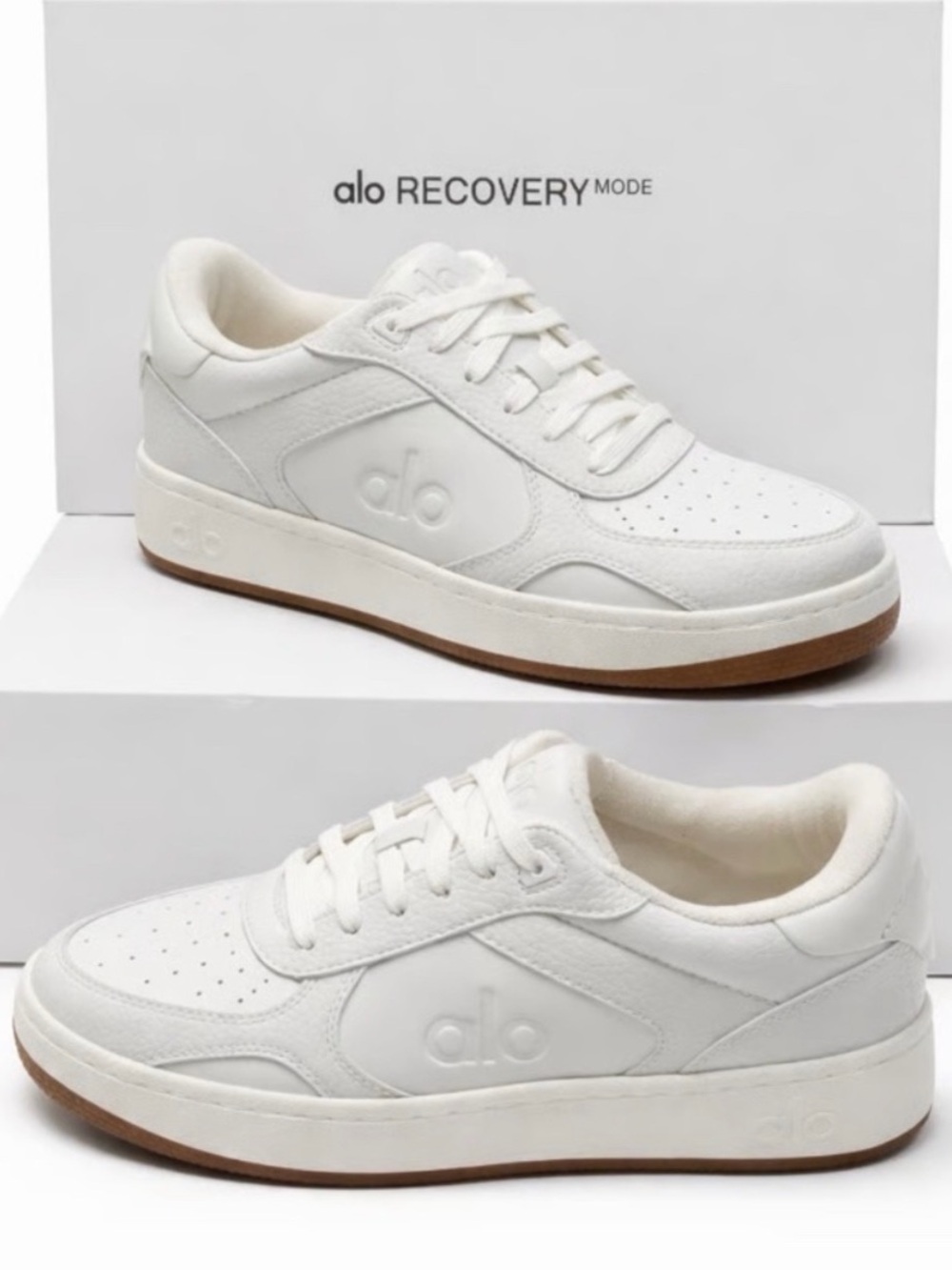 ALO Yoga Kids White Sneakers with Gum Sole